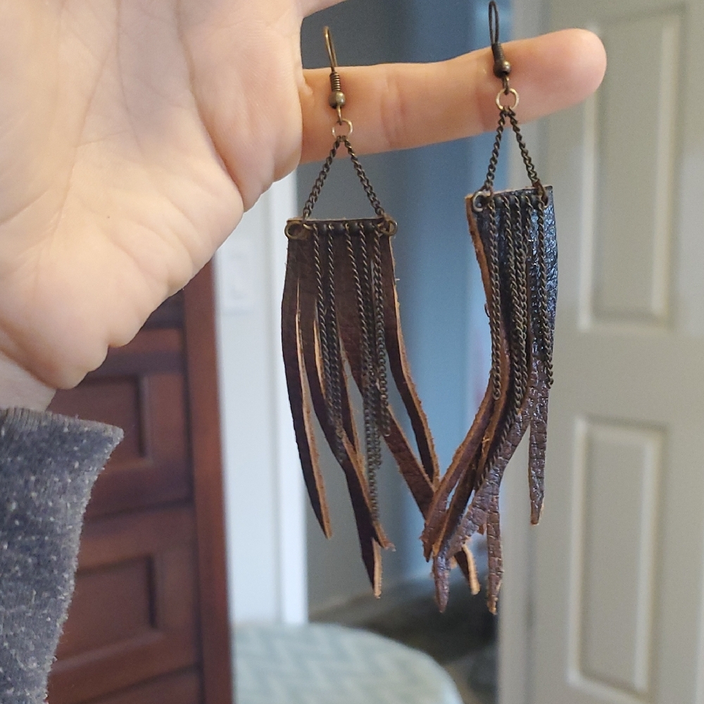 Bohemian Leather Fringe Earrings